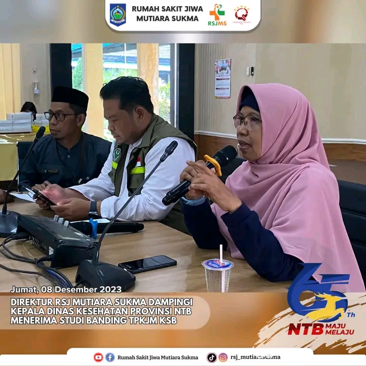 DIREKTUR RSJ MUTIARA SUKMA DAMPINGI KEPALA DINAS KESEHATAN PROVINSI NTB MENERIMA STUDI BANDING TPKJM KSB